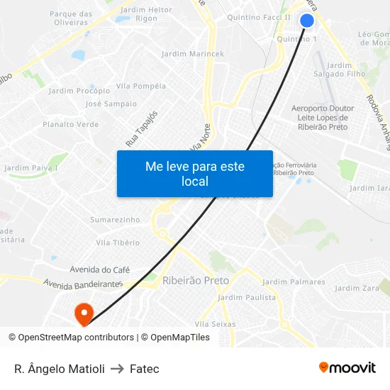 R. Ângelo Matioli to Fatec map