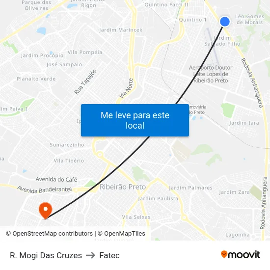 R. Mogi Das Cruzes to Fatec map