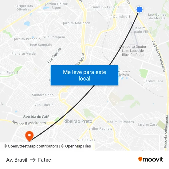 Av. Brasil to Fatec map