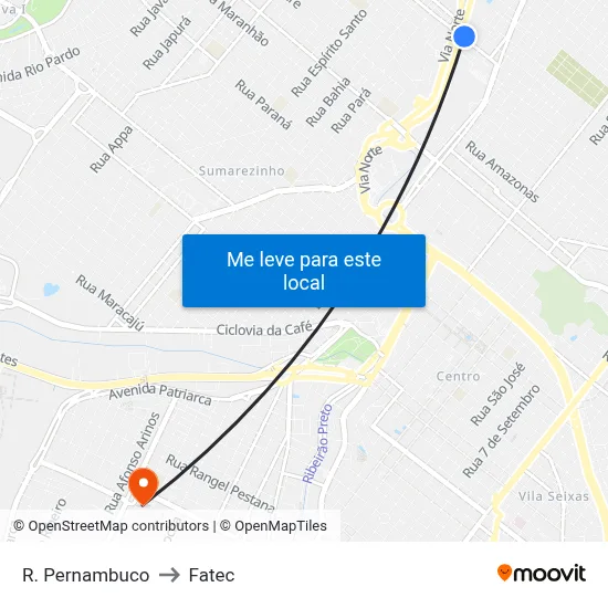 R. Pernambuco to Fatec map