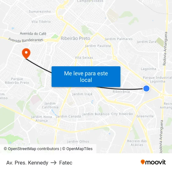 Av. Pres. Kennedy to Fatec map