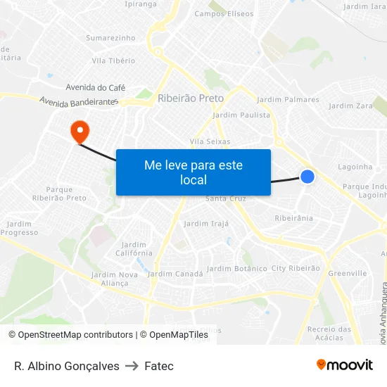 R. Albino Gonçalves to Fatec map