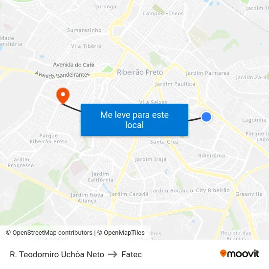 R. Teodomiro Uchôa Neto to Fatec map