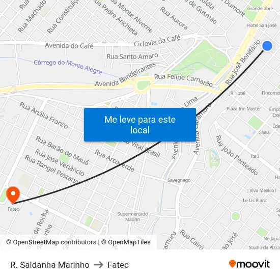 R. Saldanha Marinho to Fatec map