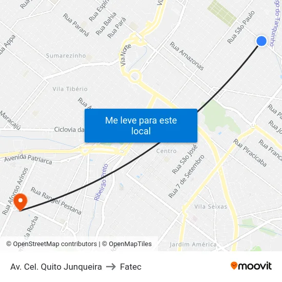Av. Cel. Quito Junqueira to Fatec map