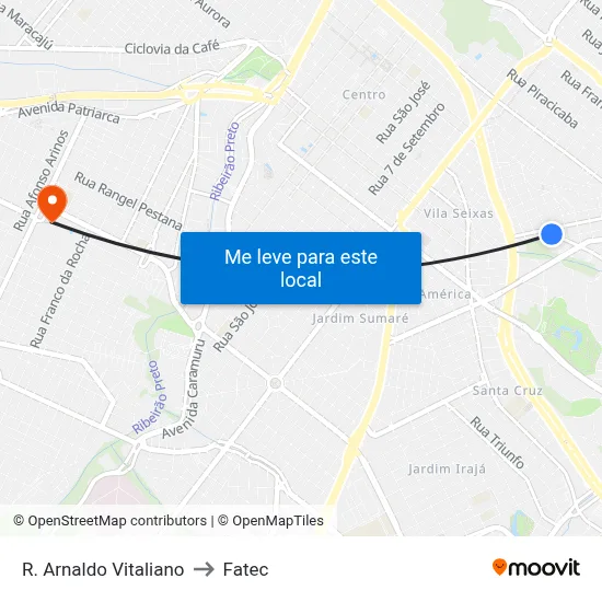 R. Arnaldo Vitaliano to Fatec map