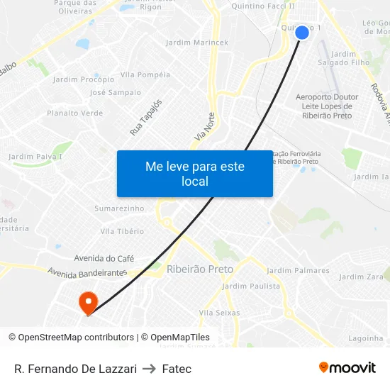 R. Fernando De Lazzari to Fatec map