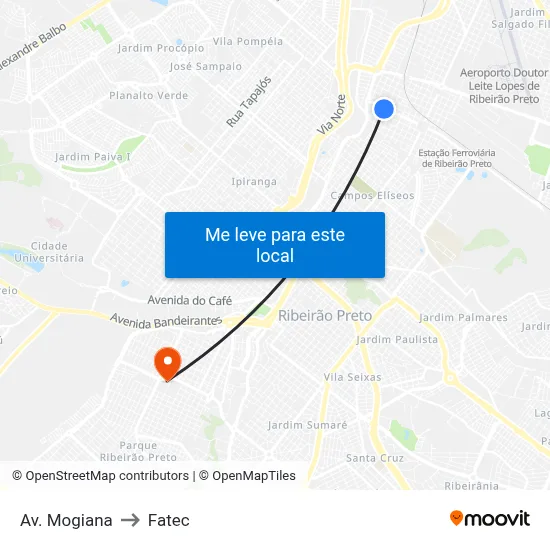 Av. Mogiana to Fatec map
