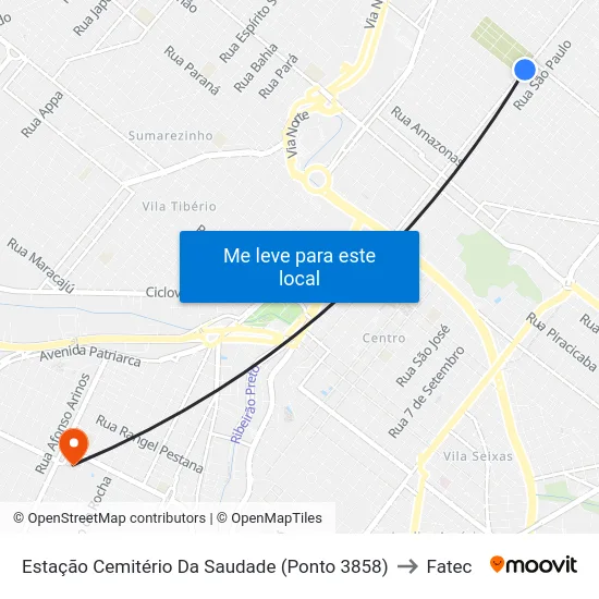 Estação Cemitério Da Saudade (Ponto 3858) to Fatec map