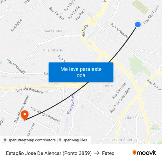Estação José De Alencar (Ponto 3859) to Fatec map