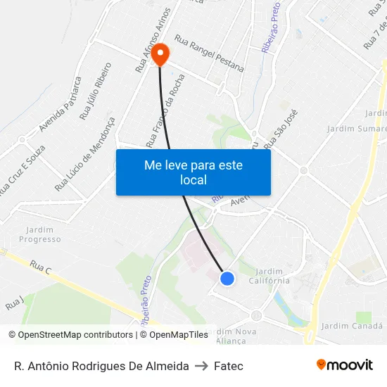 R. Antônio Rodrigues De Almeida to Fatec map