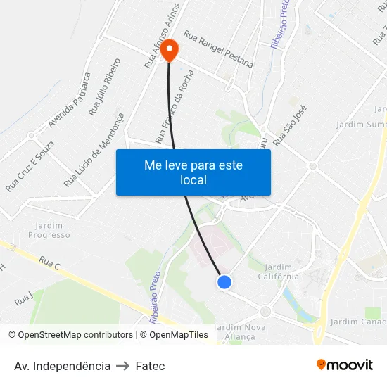 Av. Independência to Fatec map
