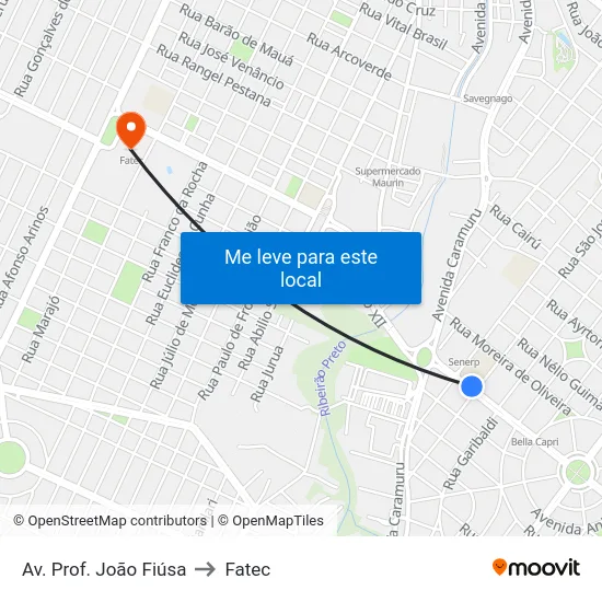 Av. Prof. João Fiúsa to Fatec map