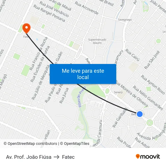 Av. Prof. João Fiúsa to Fatec map