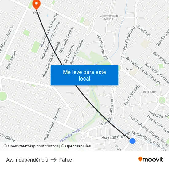 Av. Independência to Fatec map
