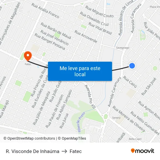 R. Visconde De Inhaúma to Fatec map