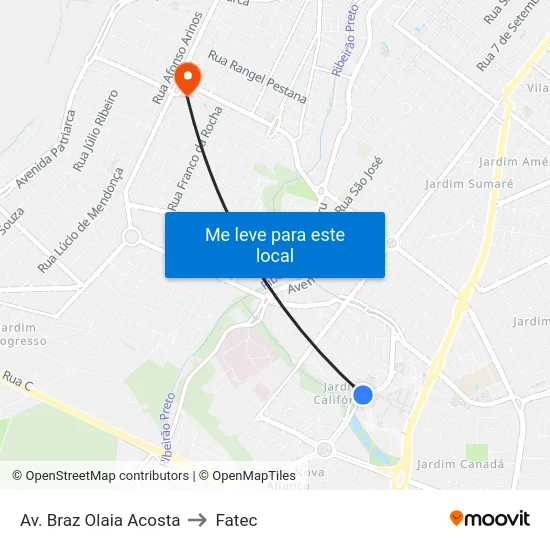 Av. Braz Olaia Acosta to Fatec map