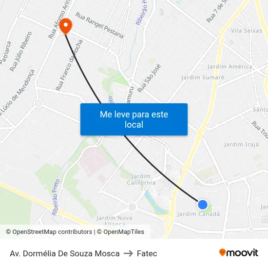 Av. Dormélia De Souza Mosca to Fatec map