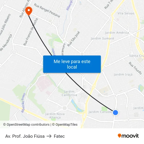 Av. Prof. João Fiúsa to Fatec map