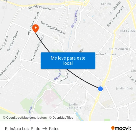 R. Inácio Luiz Pinto to Fatec map