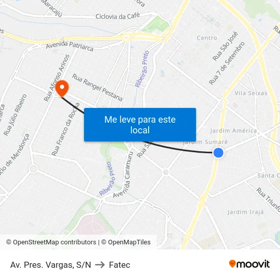 Av. Pres. Vargas, S/N to Fatec map