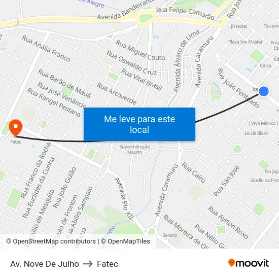 Av. Nove De Julho to Fatec map