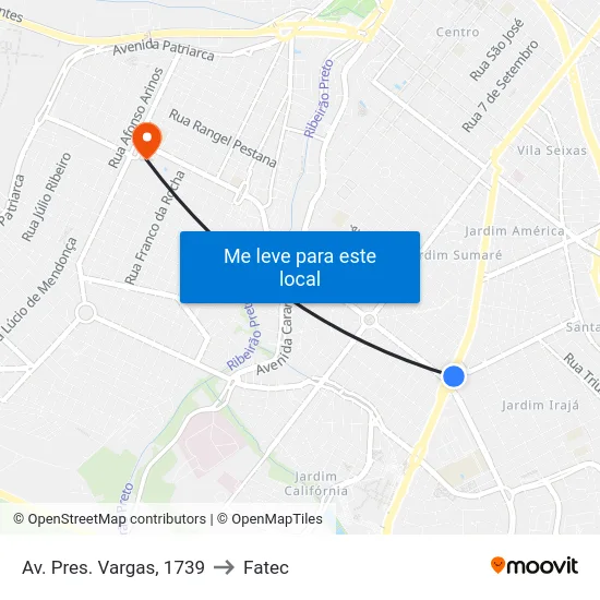 Av. Pres. Vargas, 1739 to Fatec map