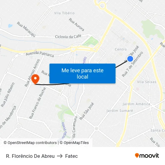 R. Florêncio De Abreu to Fatec map
