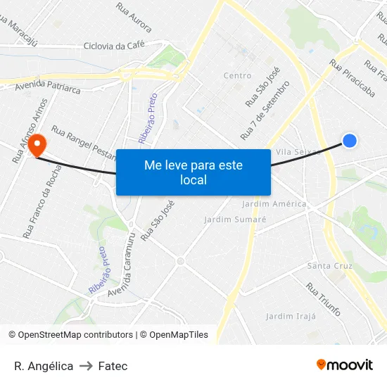 R. Angélica to Fatec map