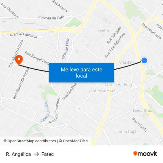 R. Angélica to Fatec map