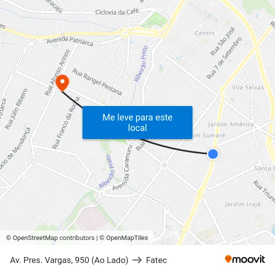 Av. Pres. Vargas, 950 (Ao Lado) to Fatec map