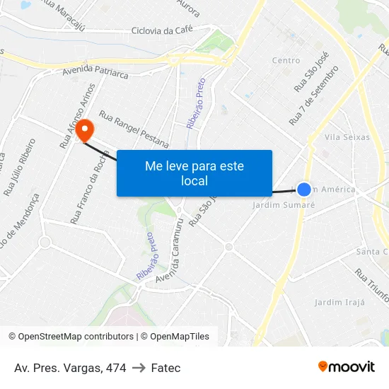 Av. Pres. Vargas, 474 to Fatec map