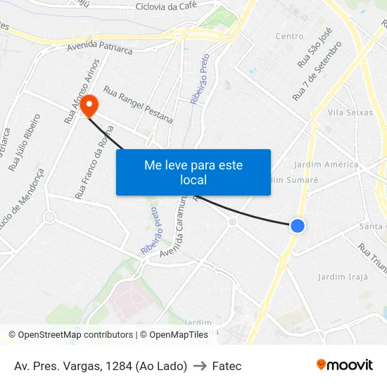 Av. Pres. Vargas, 1284 (Ao Lado) to Fatec map