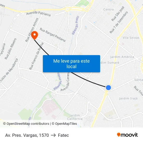 Av. Pres. Vargas, 1570 to Fatec map