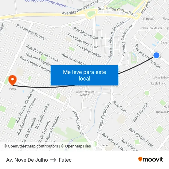 Av. Nove De Julho to Fatec map