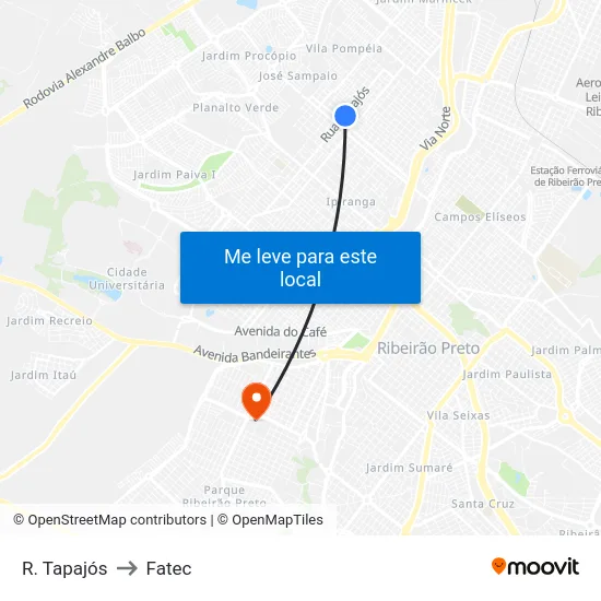 R. Tapajós to Fatec map