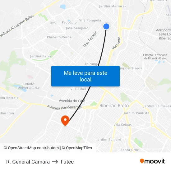 R. General Câmara to Fatec map