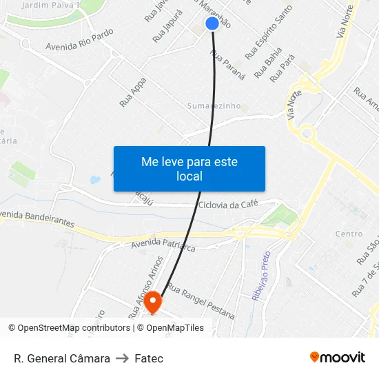 R. General Câmara to Fatec map