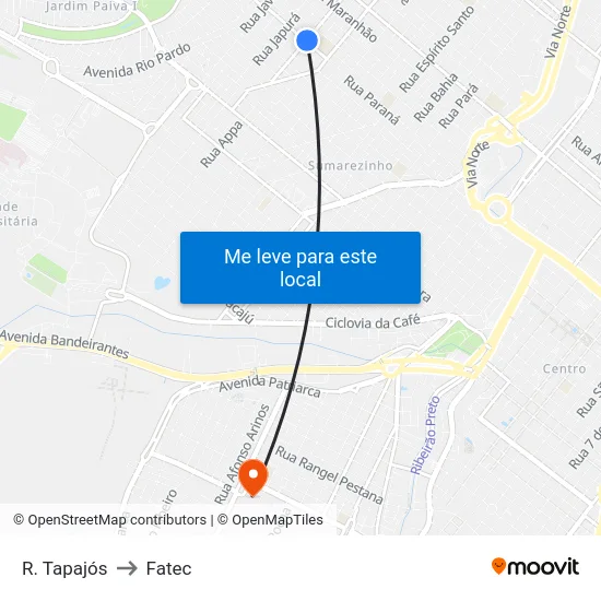 R. Tapajós to Fatec map