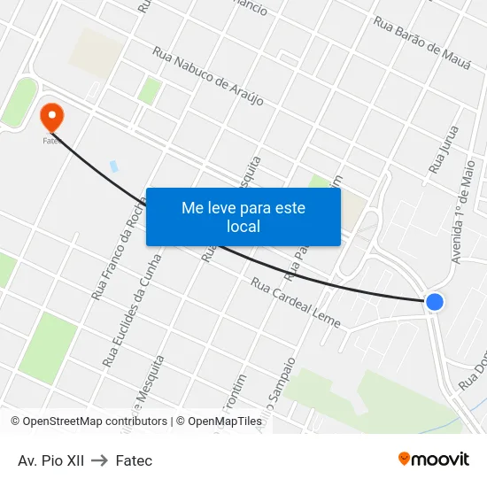 Av. Pio XII to Fatec map