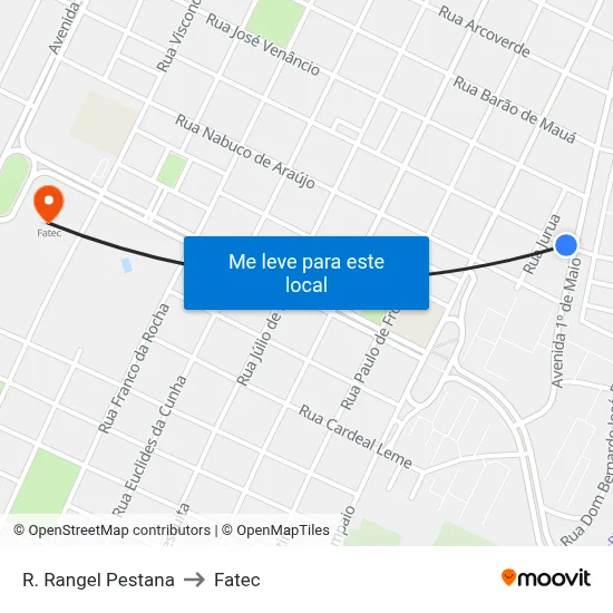R. Rangel Pestana to Fatec map