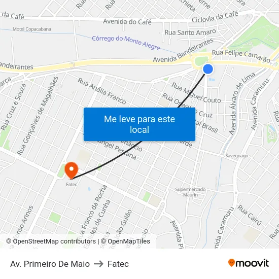 Av. Primeiro De Maio to Fatec map