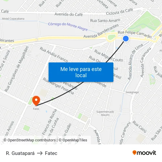 R. Guatapará to Fatec map