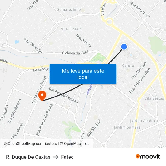 R. Duque De Caxias to Fatec map