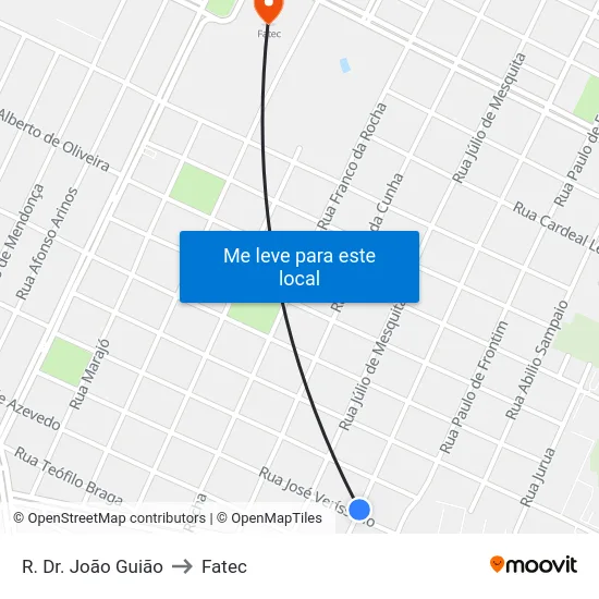 R. Dr. João Guião to Fatec map