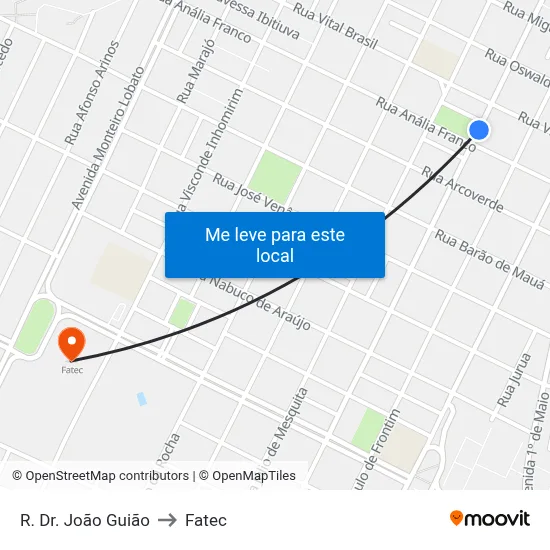 R. Dr. João Guião to Fatec map