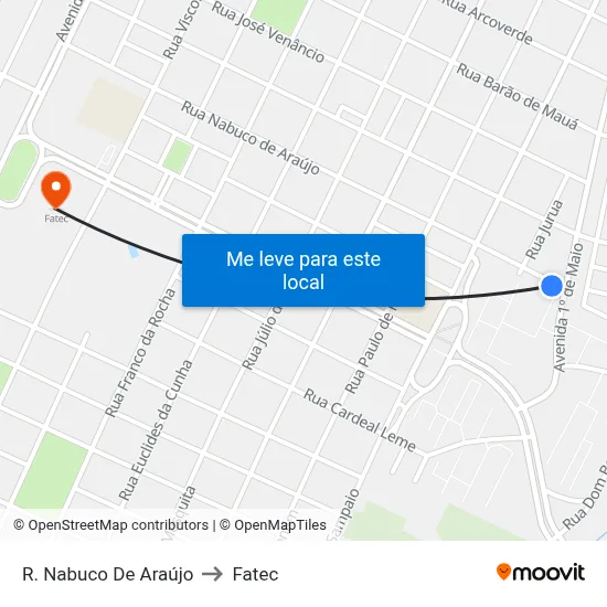R. Nabuco De Araújo to Fatec map