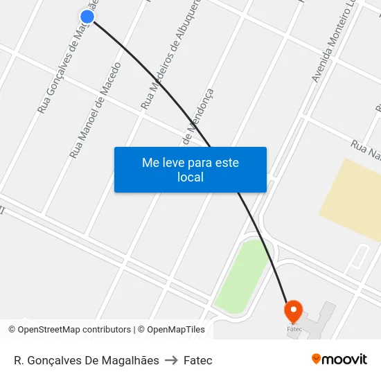 R. Gonçalves De Magalhães to Fatec map