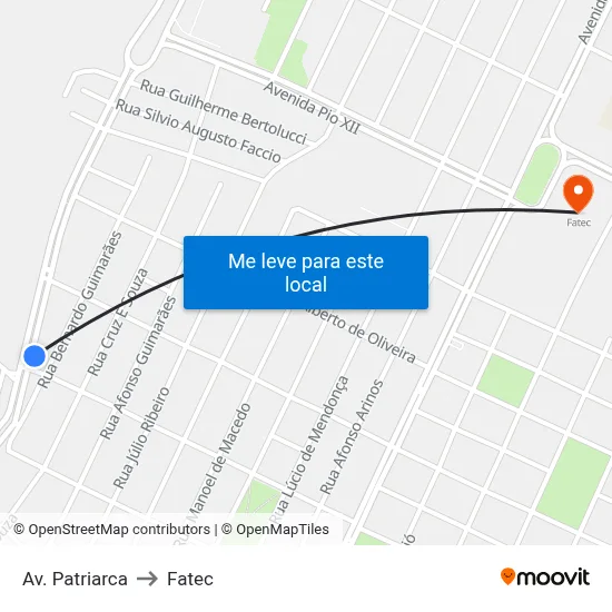 Av. Patriarca to Fatec map