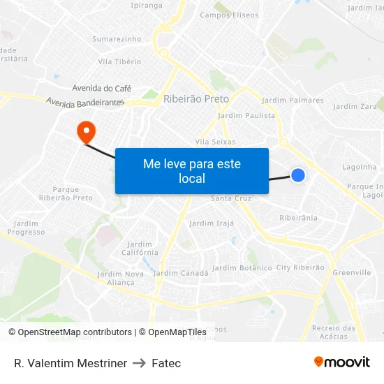 R. Valentim Mestriner to Fatec map